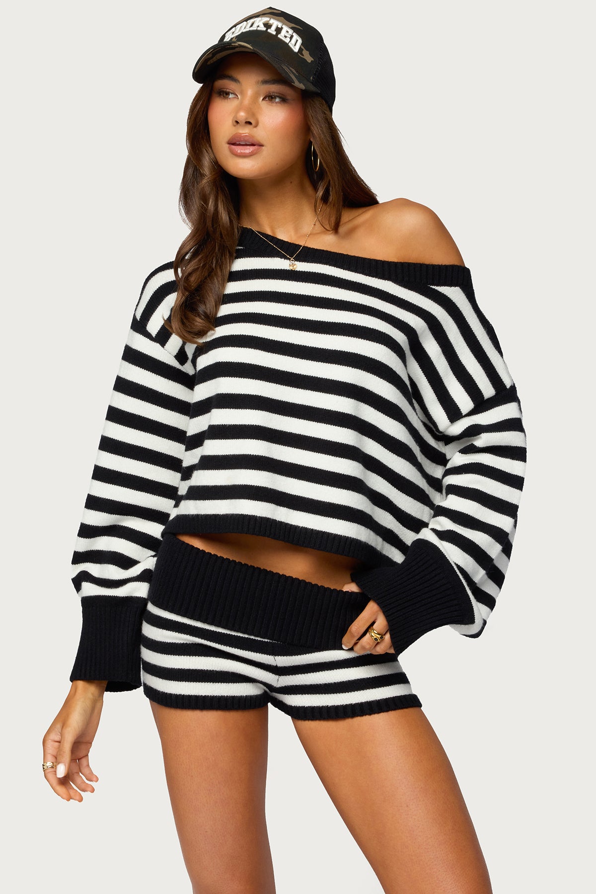 Saphi Striped Oversized Knit Sweater