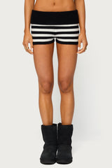 Saphi Striped Foldover Knit Shorts