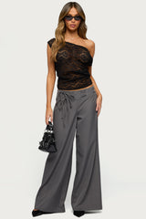 Kessa Sheer Lace Off Shoulder Top
