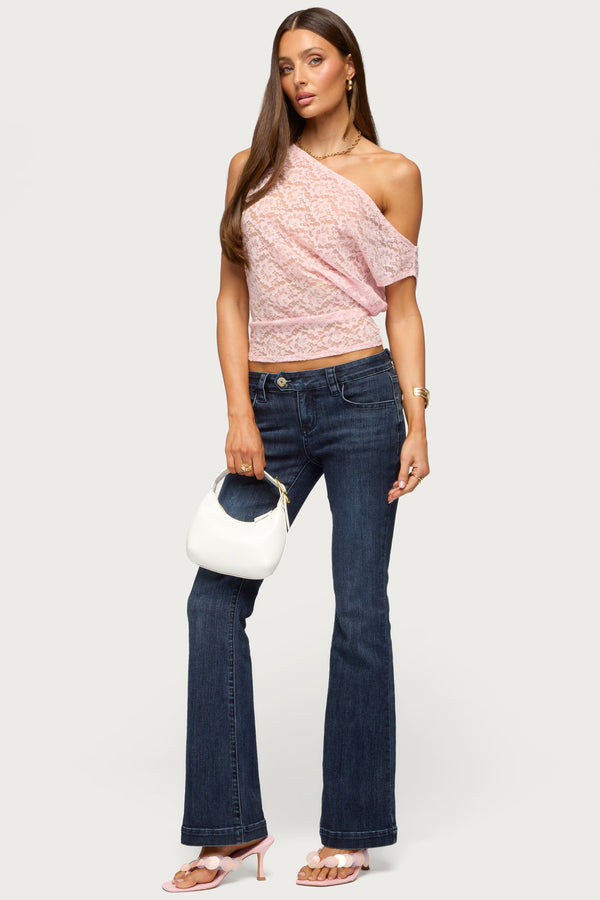 Kessa Sheer Lace Off Shoulder Top view 2