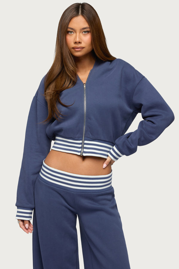 Eloura Stripey Zip Up Hoodie view 1