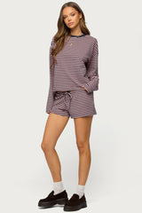 Jainee Striped Drawstring Shorts