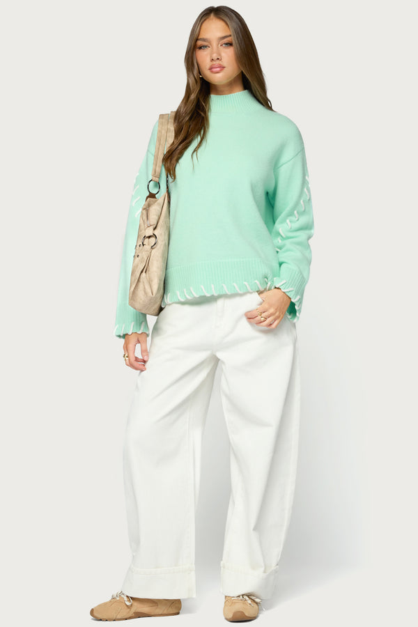 Indah Contrast Stitch Oversized Sweater view 2
