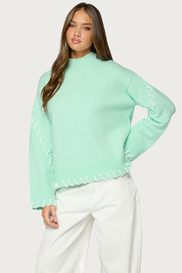 Indah Contrast Stitch Oversized Sweater view 1