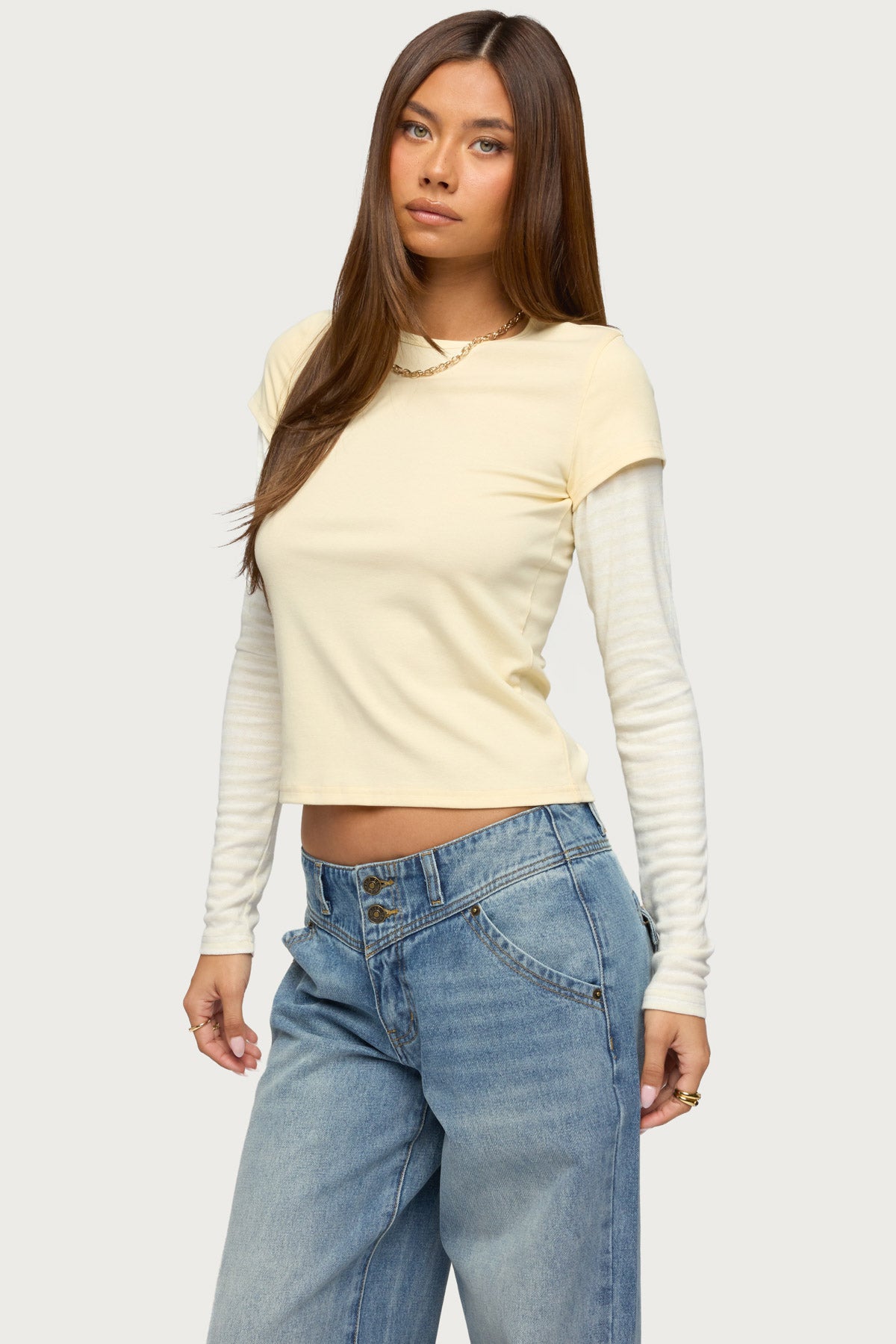 Stripey Layered Long Sleeve T Shirt