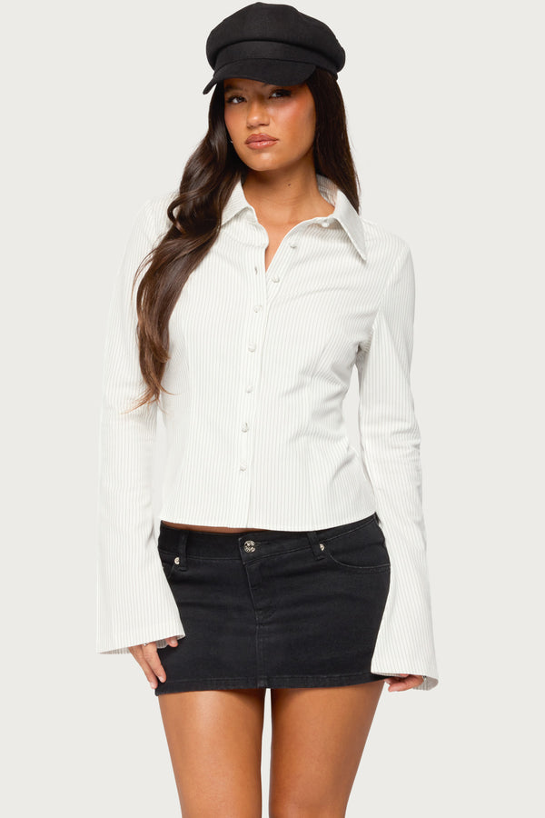 Pinstripe Tailored Button Up Shirt view 1