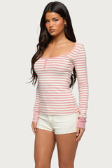 Jaida Striped Henley Top