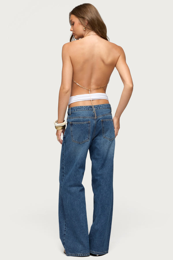 Damarey Chain Backless Halter Top view 2