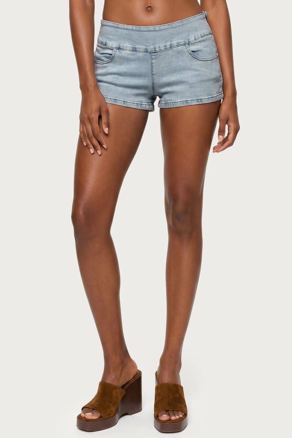 Zaida Stretchy Denim Micro Shorts view 2