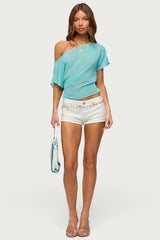 Noria Sheer Chiffon Off Shoulder Top