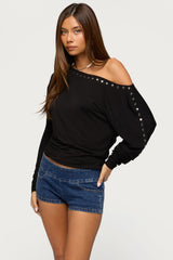 Paola Off Shoulder Stud Top