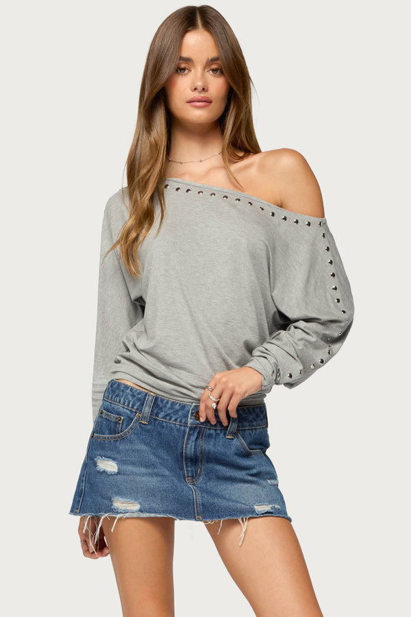 Paola Off Shoulder Stud Top view 1
