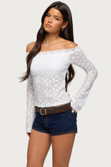 Built In Bra Off Shoulder Lace Top