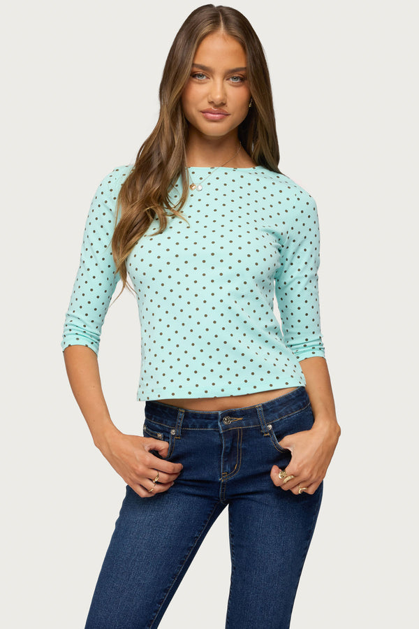 Lela Polka Dot Three-Quarter Sleeve Top view 1