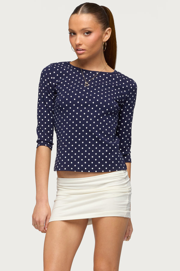 Lela Polka Dot Three-Quarter Sleeve Top view 1