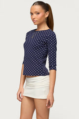Lela Polka Dot Three-Quarter Sleeve Top