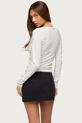 Kianah Polka Dot V Neck Top