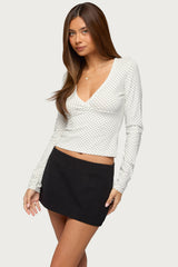 Kianah Polka Dot V Neck Top