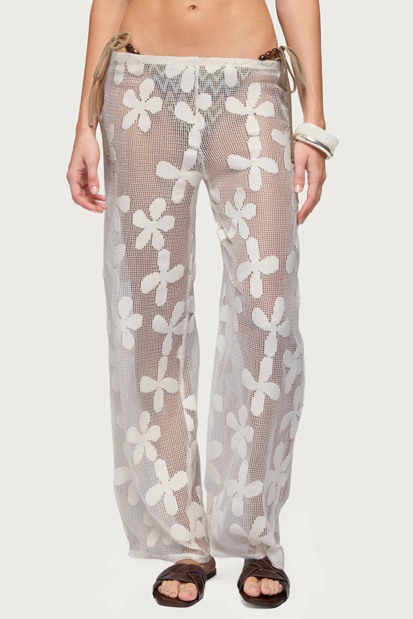 Candace Floral Texured Sheer Pants view 2