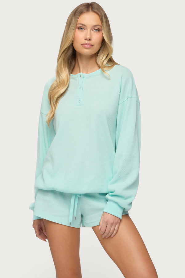 Baila Waffle Henley Top view 1