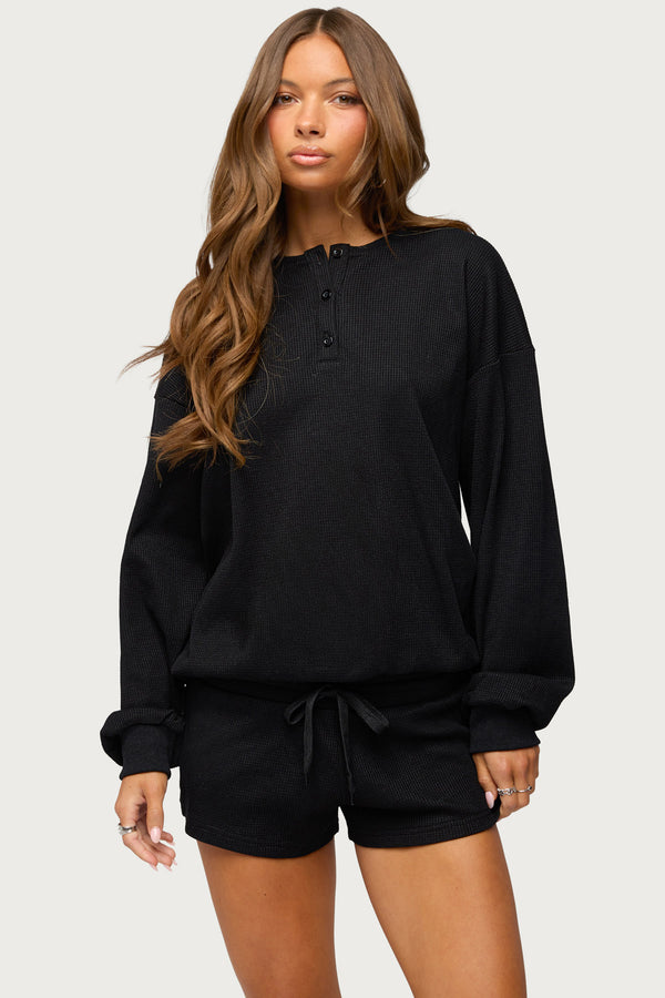 Baila Waffle Henley Top view 1
