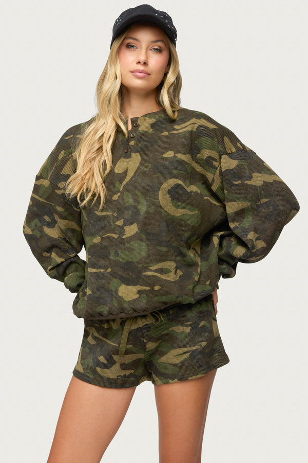 Baila Waffle Henley Top view 1