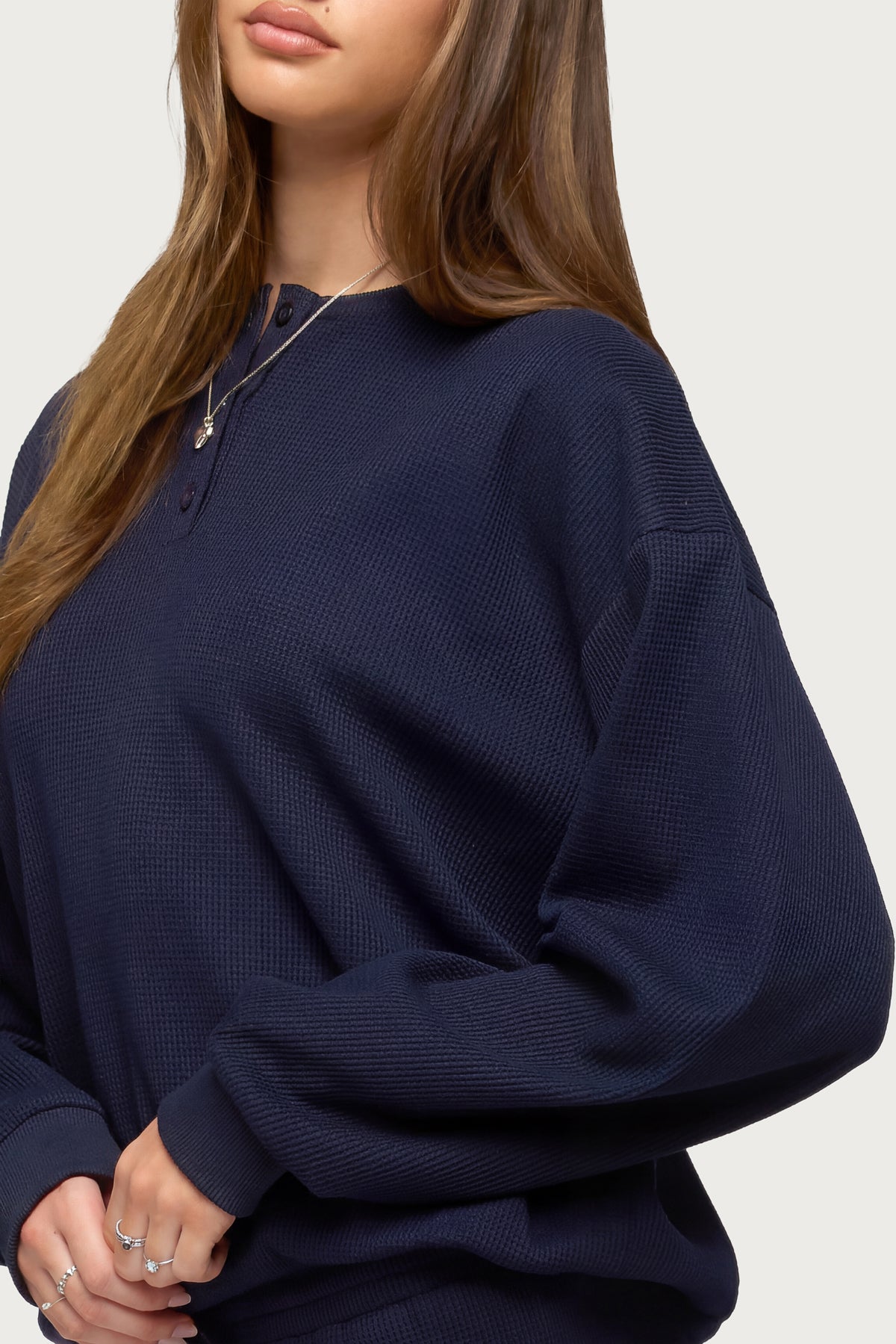 Baila Waffle Henley Top