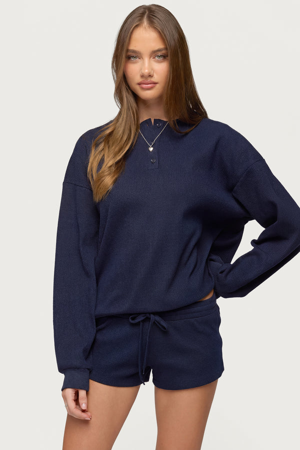 Baila Waffle Henley Top view 1
