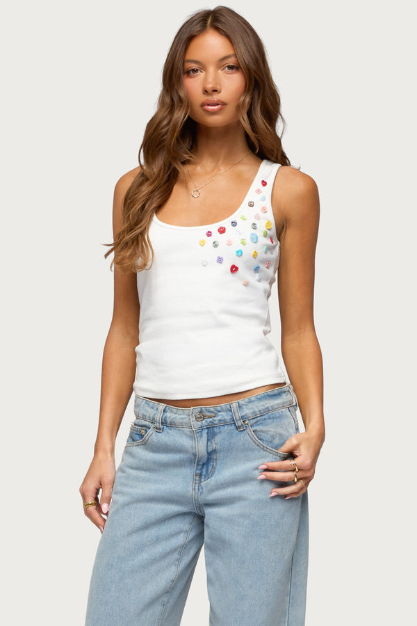 Natash Mixed Button Tank Top view 1
