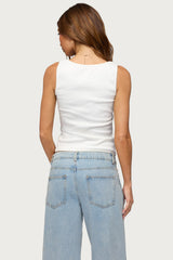 Natash Mixed Button Tank Top