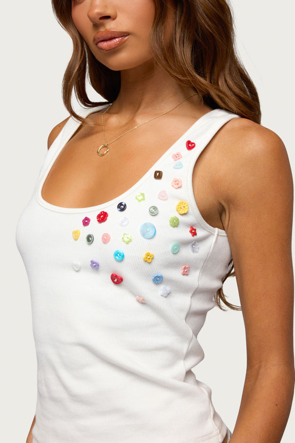 Natash Mixed Button Tank Top view 2