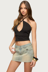 Rivi Bead Cutout Halter Top