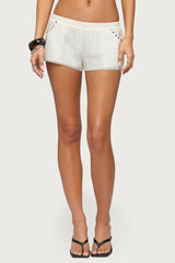 Kaydee Studded Textured Woven Shorts