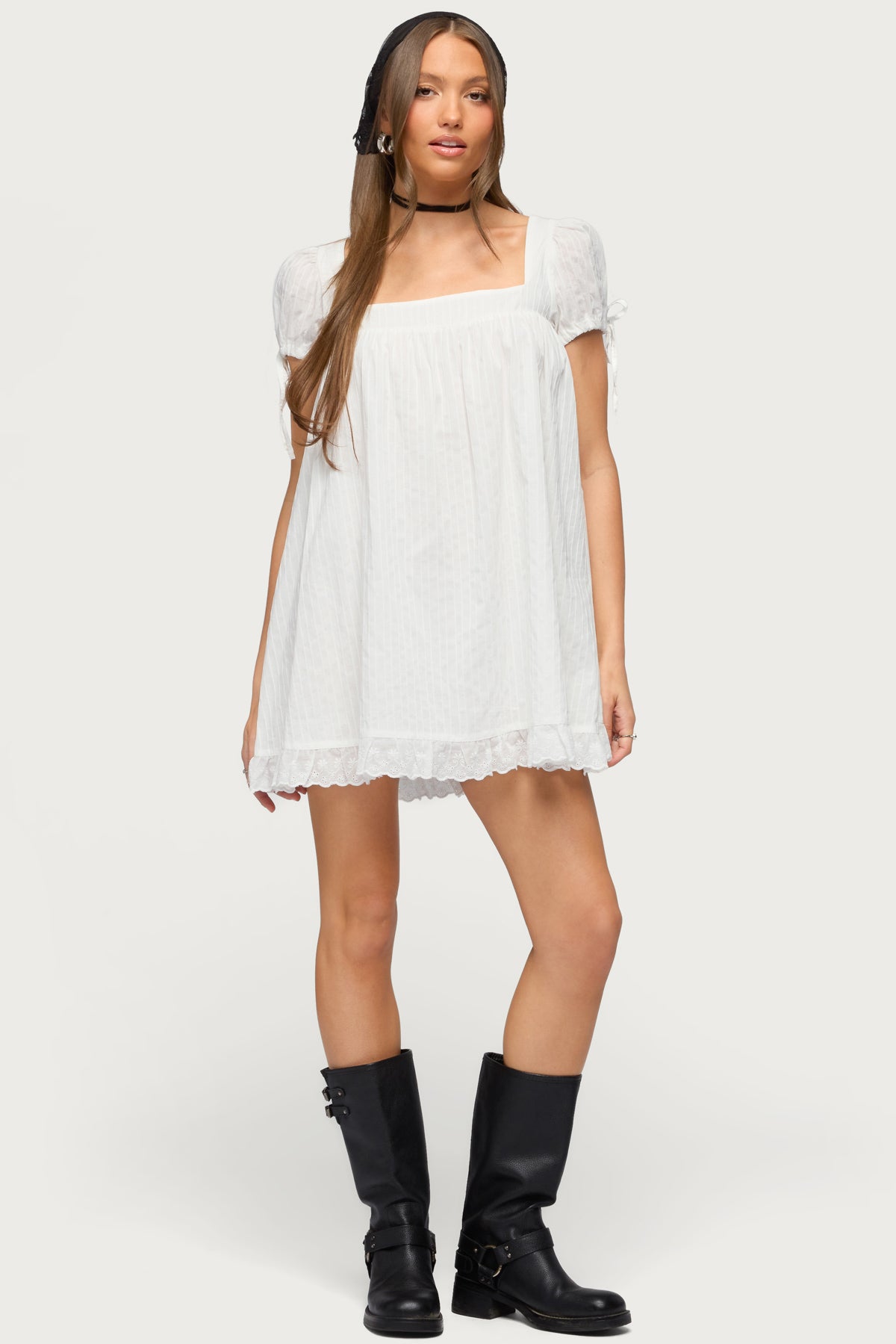 Sepid Striped Cotton Mini Dress