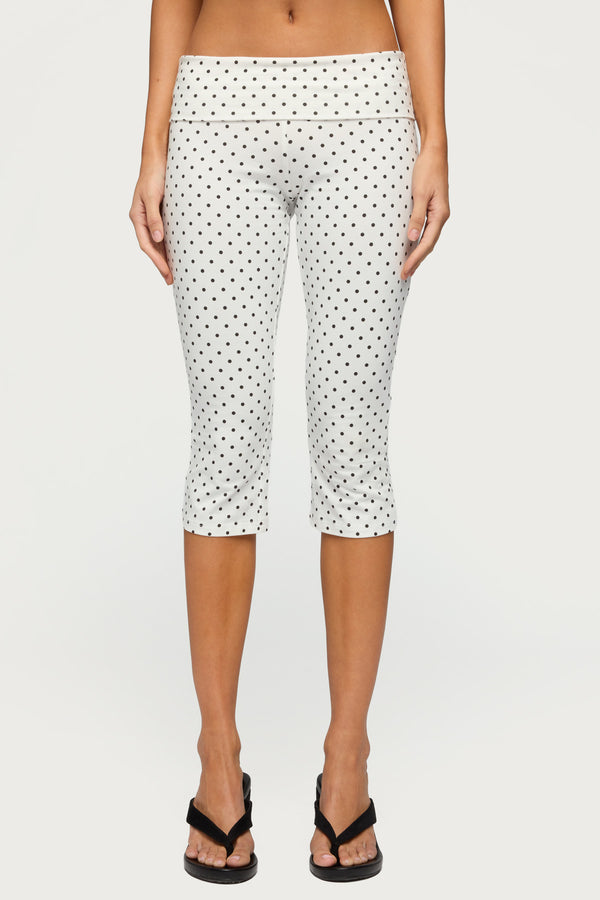 Eloisa Polka Dot Foldover Capri Pants view 2