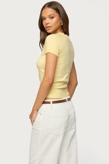 Wilmer Button Up Short Sleeve Knit Top