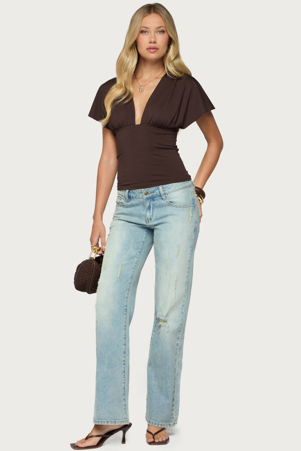 Flutter Plunging V Neck Top view 2