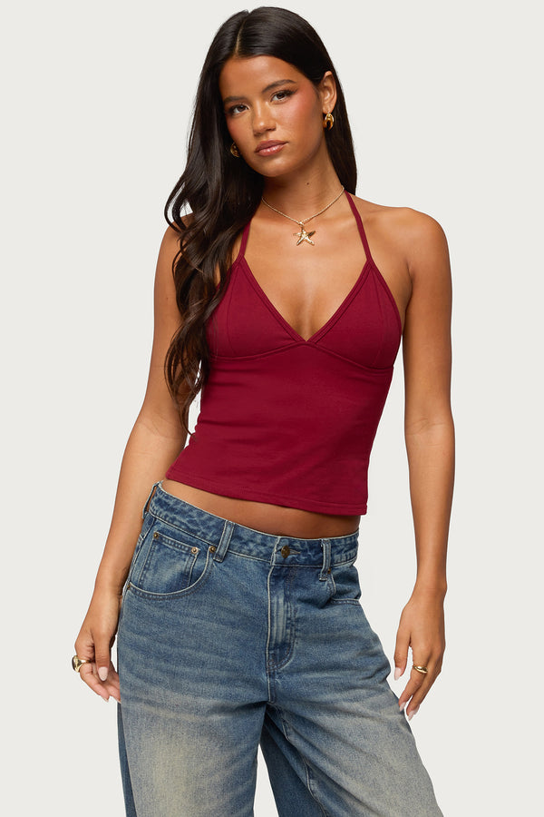 Noriah V Neck Halter Top view 1