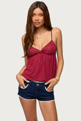 Belen Polka Dot Lacey Babydoll Top