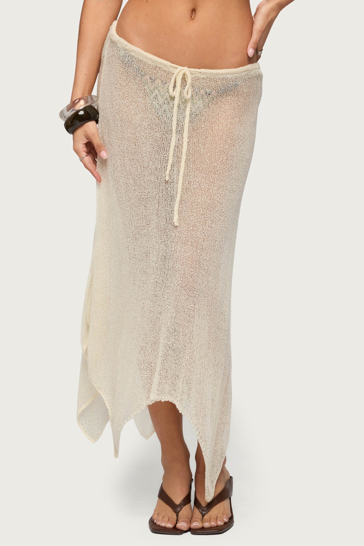 Isla Handkerchief Sheer Knit Midi Skirt