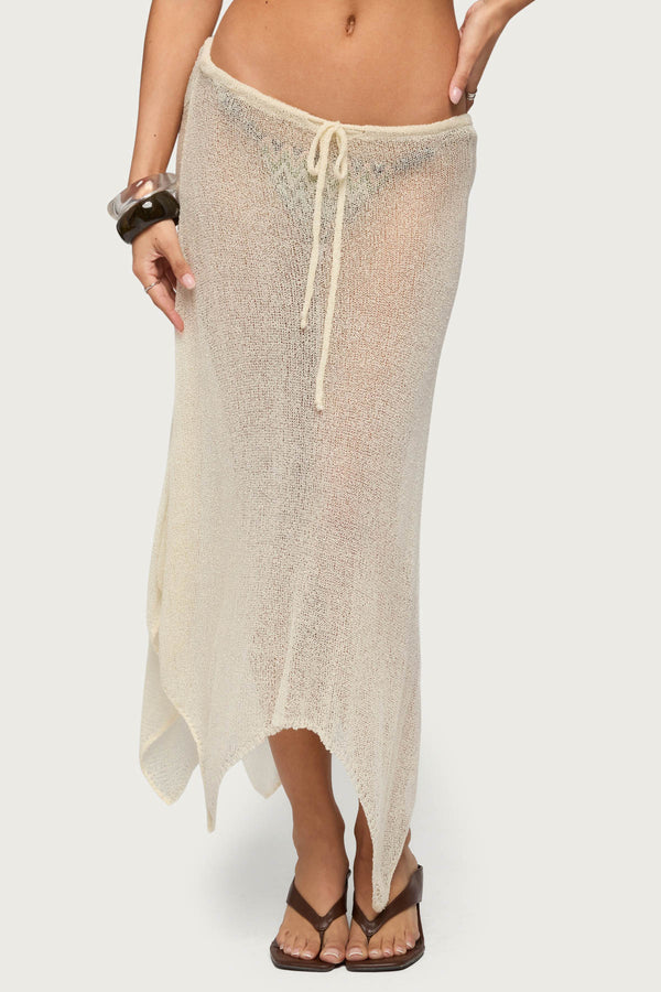 Isla Handkerchief Sheer Knit Midi Skirt view 2