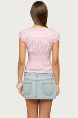 Georgia Ruffle Striped Button Up Top