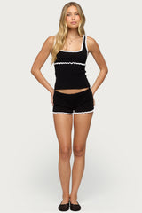 Saffra Contrast Ruffle Knit Shorts