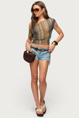 Taniya Off Shoulder Zigzag Crochet Top
