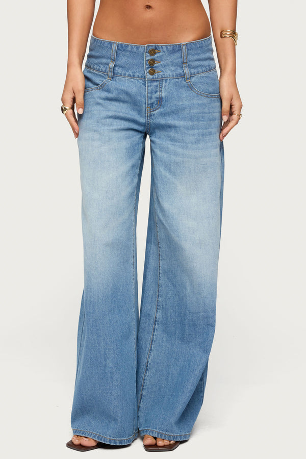 Wide Waistband Low Rise Baggy Jeans view 2