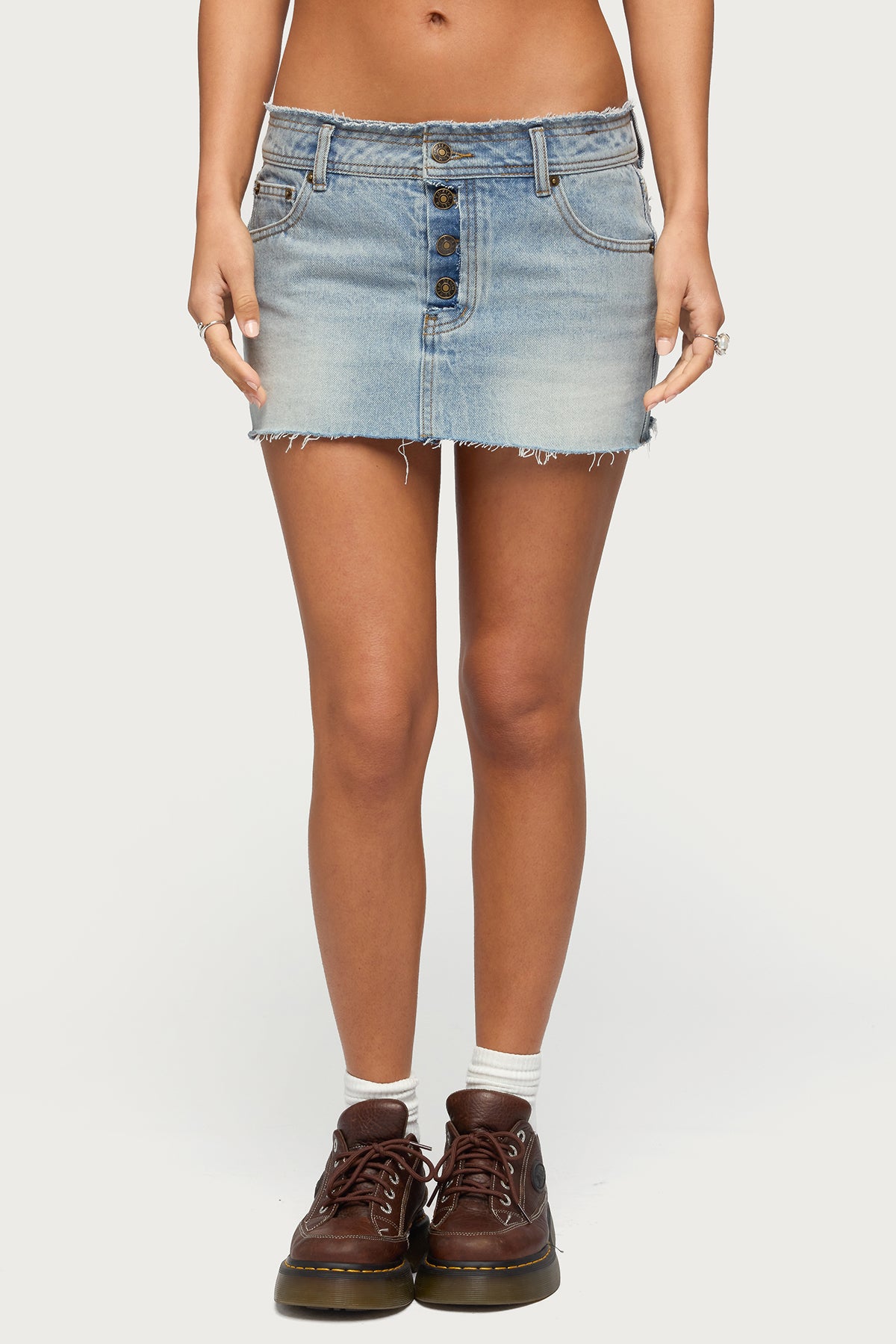 Emree Distressed Denim Mini Skirt