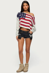 USA Off Shoulder Sweater