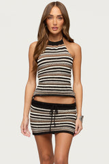Britta Backless Striped Knit Top
