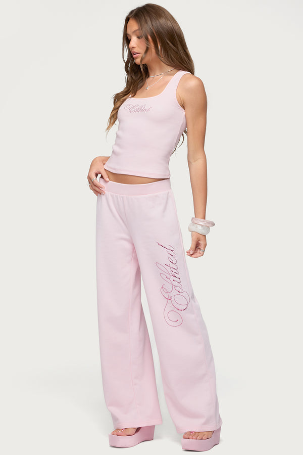 Edikted Studio Rhinestone Sweatpants view 1