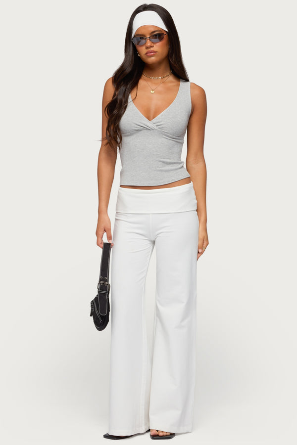 Wide Leg Foldover Pants view 1